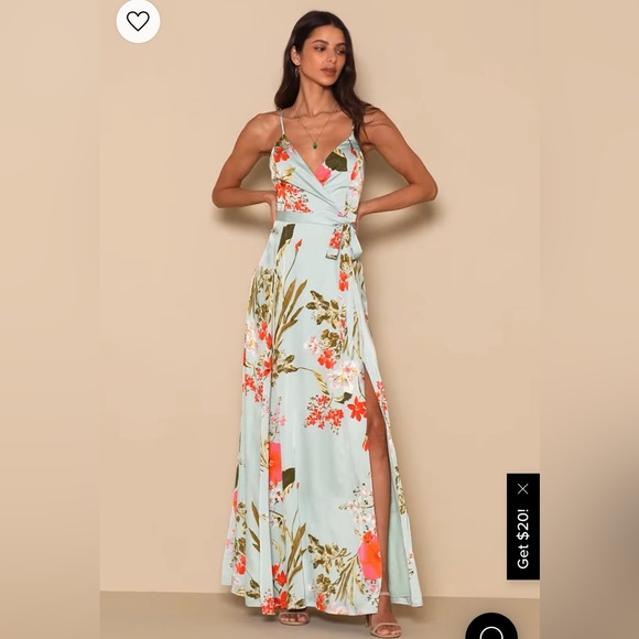 still the one sage green floral print satin maxi dress Lulu's Still the One Emerald Green Floral Print Satin Maxi Dress L Wedding  Party